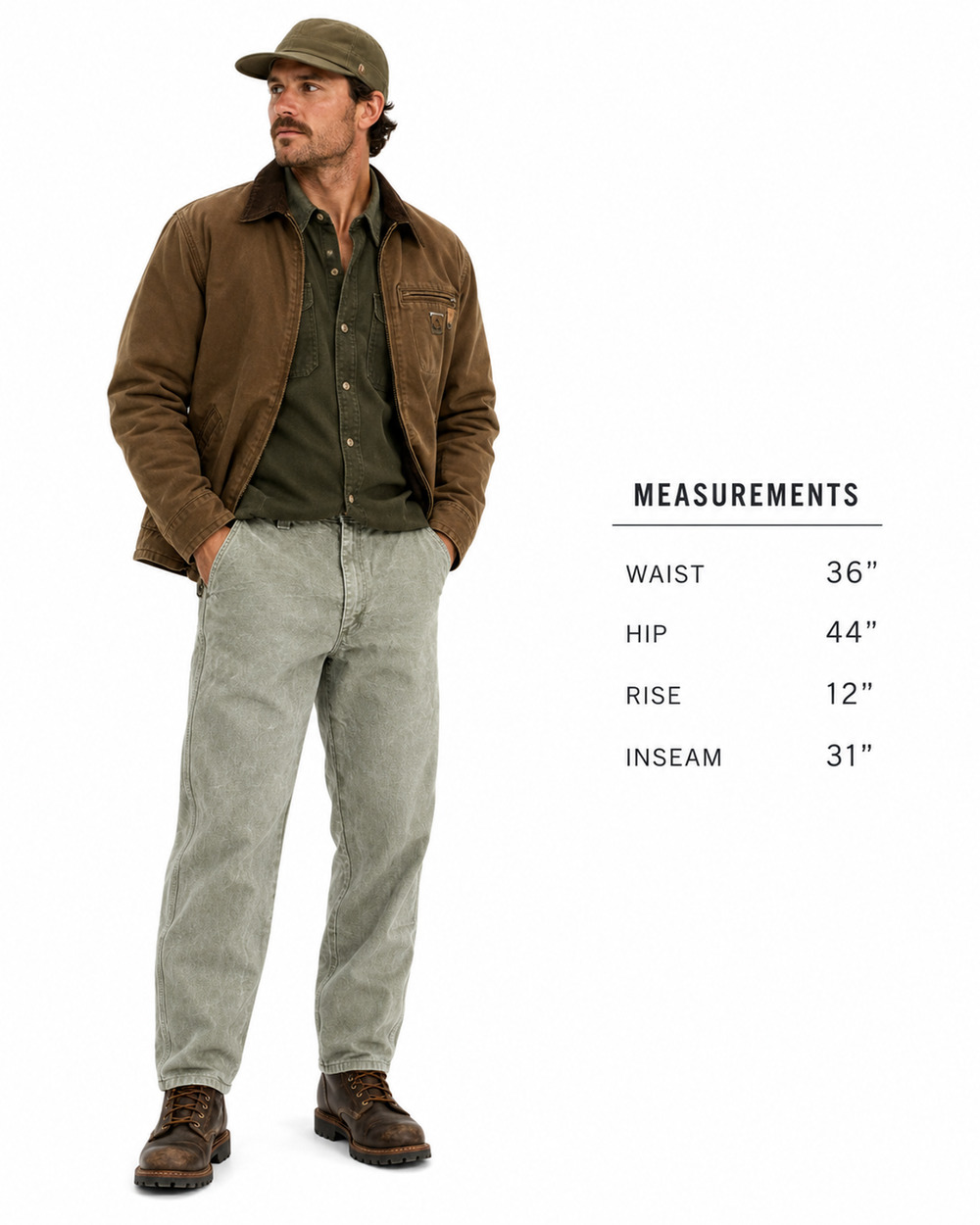 Orvis Vintage Duck Canvas Thick Green Pants Hiking Camping Workwear Mens 36 x 31